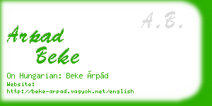 arpad beke business card