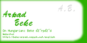arpad beke business card